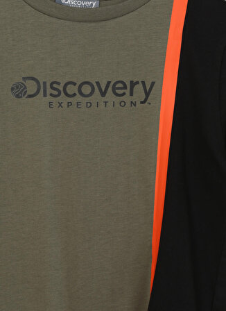 Discovery Expedition Siyah - Haki Erkek Çocuk Bisiklet Yaka Düşük Omuzlu Baskılı T-Shirt JUNO BOY