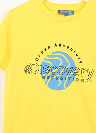Discovery Expedition Sarı Erkek Çocuk Bisiklet Yaka Düşük Omuzlu Baskılı T-Shirt JACK BOY