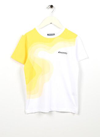 Discovery Expedition Beyaz - Sarı Erkek Çocuk Bisiklet Yaka Düşük Omuzlu Baskılı T-Shirt LOTUS BOY