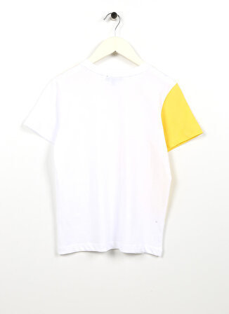 Discovery Expedition Beyaz - Sarı Erkek Çocuk Bisiklet Yaka Düşük Omuzlu Baskılı T-Shirt LOTUS BOY