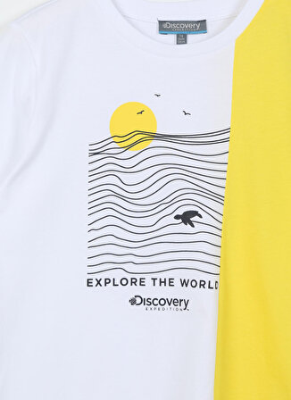 Discovery Expedition Beyaz Erkek Çocuk Bisiklet Yaka Kısa Kollu Baskılı T-Shirt OCEAN BOY