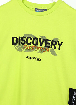 Discovery Expedition Neon Yeşil Erkek Çocuk Bisiklet Yaka Kısa Kollu Baskılı T-Shirt HELLO BOY