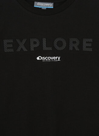 Discovery Expedition Siyah Erkek Çocuk Bisiklet Yaka Kısa Kollu Baskılı T-Shirt TOR BOY