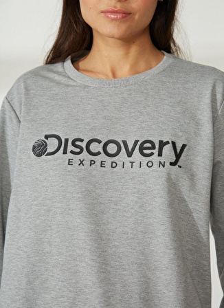 Discovery Expedition Bisiklet Yaka Gri Melanj Kadın Sweatshırt W-ENERGY