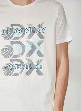 Discovery Expedition Bisiklet Yaka Baskılı Kırık Beyaz Erkek T-Shirt ROTAN