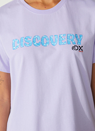 Discovery Expedition Lila Kadın Bisiklet Yaka Kısa Kollu Baskılı T-Shirt W-HOLDEN