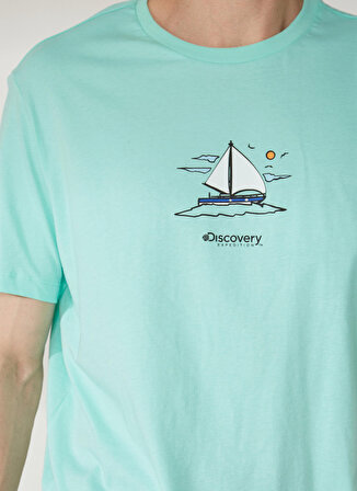 Discovery Expedition Mint Erkek Bisiklet Yaka Kısa Kollu Relaxed Baskılı T-Shirt YELKEN