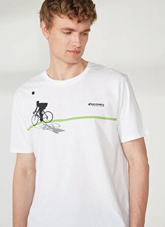 Discovery Expedition Bisiklet Yaka Baskılı Kırık Beyaz Erkek T-Shirt BENJAX