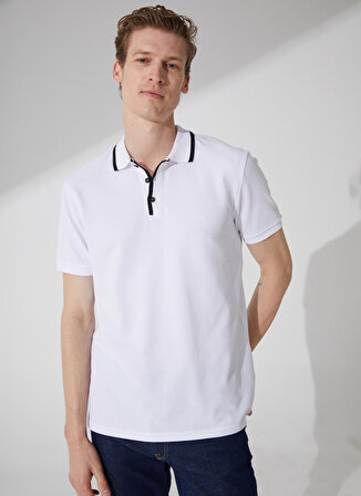 People By Fabrika Düz Beyaz Erkek Polo T-Shirt 23P12