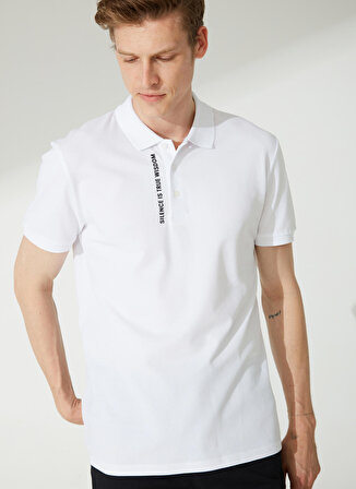 People By Fabrika Baskılı Beyaz Erkek Polo T-Shirt M022