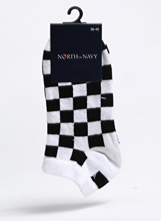 North Of Navy Beyaz - Siyah Kadın Patik Çorap NON-PTK-NS-10