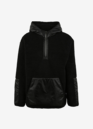 Black On Black Kapüşon Yaka Düz Siyah Erkek Sweatshırt B3WM-SWT76