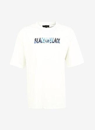 Black On Black Bisiklet Yaka Baskılı Beyaz Erkek T-Shirt B3WM-TST61