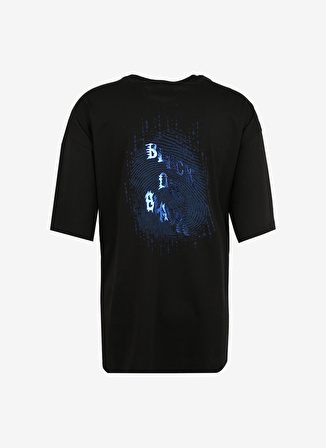 Black On Black Bisiklet Yaka Baskılı Siyah Erkek T-Shirt B3WM-TST62