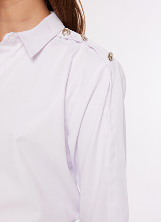 Fabrika Oversize Gömlek Yaka Düz Beyaz Kadın Gömlek F3WL-GML11