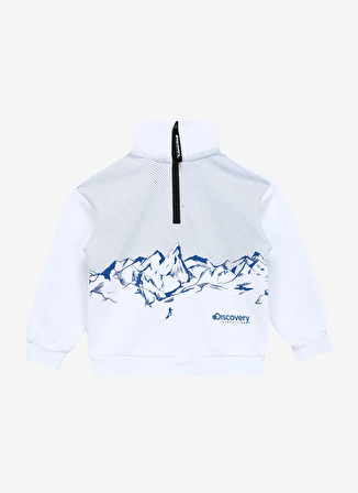 Discovery Expedition Beyaz Kız Çocuk Dik Yaka Crop Baskılı Sweatshirt D3WG-SWT25