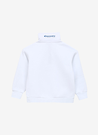 Discovery Expedition Beyaz Kız Çocuk Dik Yaka Crop Baskılı Sweatshirt D3WG-SWT25