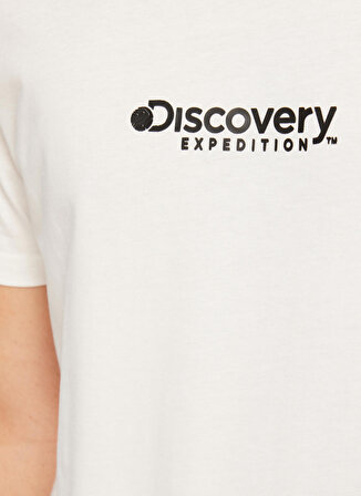 Discovery Expedition Beyaz Erkek Bisiklet Yaka Baskılı T-Shirt D3WM-TST5