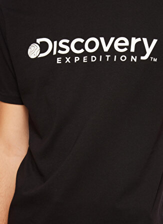 Discovery Expedition Siyah Erkek Bisiklet Yaka Baskılı T-Shirt D3WM-TST6