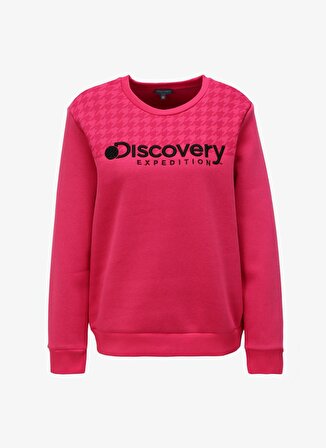 Discovery Expedition Fuşya Kadın Bisiklet Yaka Baskılı Sweatshirt D3WL-SWT19