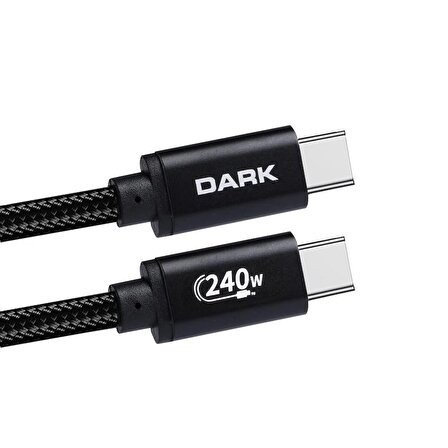 DARK DK-CB-USB240PD100 1m TYPE-C  PD 240 W ŞARJ KABLO,SİYAH