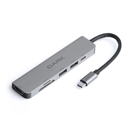 Dark DK-AC-U31X38 USB 3.1 Type C to HDMI TF SD Kart Okuyucu USB 3.0 USB 2.0 6 ın 1 Dönüştürücü