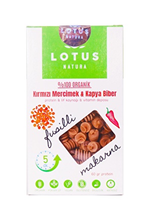 Lotus Organik Kırmızı Mercimek& Kapya Biber Makarna 200 Gr