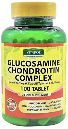 Vitapol Glucosamine Chondroitin Complex 100 Tablet Msm Collagen Hyaluronic Acid Boswellia Serrata 