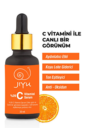 Jiyu %20 C Vitamini Serum Cilt Tonu Eşitleyici ve Aydınlatıcı Niacinamide ve Arbutin Serum 30 ml.