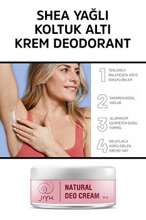 Jiyu Doğal Krem Deodorant Ter Kokusu Önleyici Beyazlatıcı Deokrem Roll-on 50 ml.