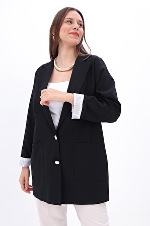 Allday 24Ds41013Al0 Kadın Astarlı Blazer Keten Ceket Ss