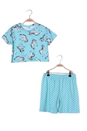 Kız Çocuk Crop Üst ve Şort Pijama Takımı