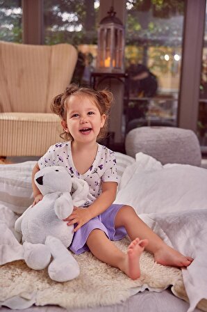 Kız Çocuk Çiçek Desenli Pijama Takımı