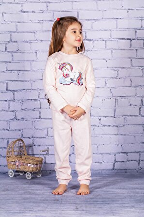 Kız Çocuk Unicorn Baskılı Pijama Takımı