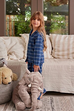 Kız Çocuk Gömlek Yaka Düğmeli Pijama Takımı