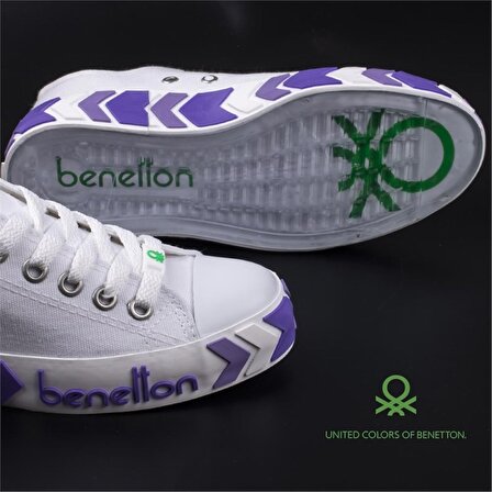 Benetton Lila Kadın Çizgili Spor Ayakkabı BN-30620