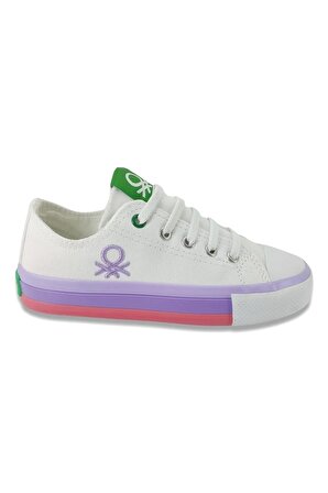 Benetton Beyaz - Lila Kız Çocuk Sneaker BN-30175