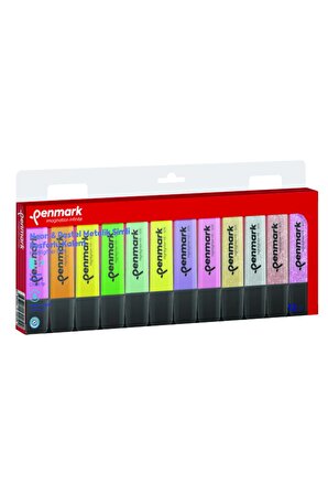 Penmark Fosforlu Kalem 12 Li Asetat Karışık Renk 4 Neon +4 Pastel+4 Simli