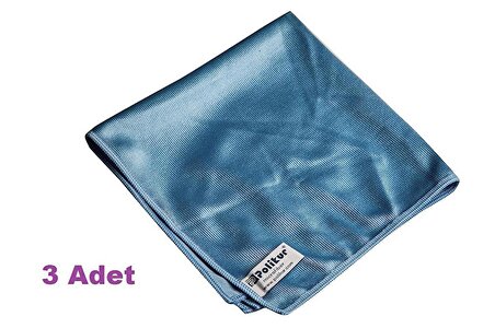 Ponitex (3 Adet) Polikur 3221 Aktif Mikrofiber Parlak Cam Temizlik Bezi 40x40 Cm. Mavi