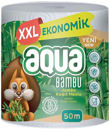Aqua Kağıt Havlu 3 Katlı Jumbo Paket XXL Bambu (50 Metre)
