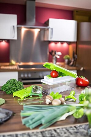 (KIRILABİLİR)Nicer Dicer Plus Doğrayıcı Rende Mutfak Robotu Çok Fonksiyonlu Meyve Sebze Dilimleyici 10 Parça