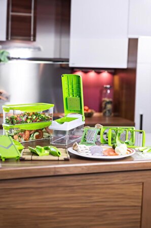(KIRILABİLİR)Nicer Dicer Plus Doğrayıcı Rende Mutfak Robotu Çok Fonksiyonlu Meyve Sebze Dilimleyici 10 Parça