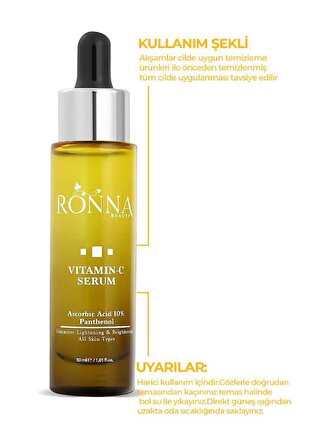 Ronna Beauty Cilt Tonu Eşitleyici Vitamin C Serum 30 ml Ascorbic Acid 10% Panthenol