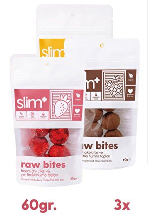 3\'lü Paket Glutensiz Vegan Yerfıstıklı Hurma Topları Raw Bites Mix Paket 60gr