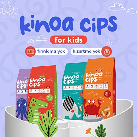 5 Paket 20G Sade Kinoa Cipsi for Kids Glutensiz Vegan Yağsız Cips Çocuklara Özel Ambalaj Neşeli Yengeç