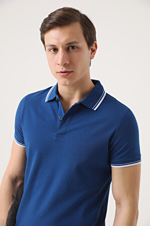 Twn Slim Fit Saks Mavi Pamuklu Logo Baskılı T-Shirt 0EC146011783M