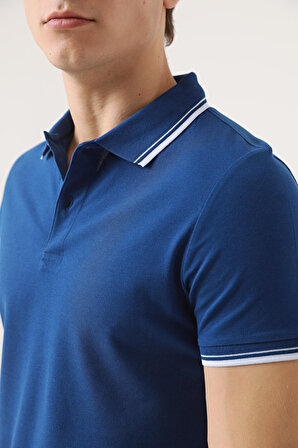 Twn Slim Fit Saks Mavi Pamuklu Logo Baskılı T-Shirt 0EC146011783M
