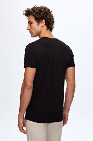 Twn Slim Fit Siyah Baskılı T-shirt 0EC145476004M