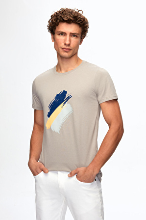 Twn Slim Fit Gri Baskılı T-shirt 0EC145406006M