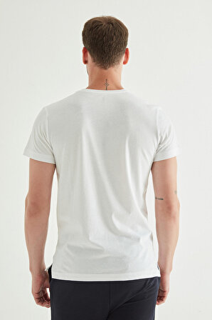 Twn Slim Fit Beyaz Baskılı T-shirt 0EC145986042M